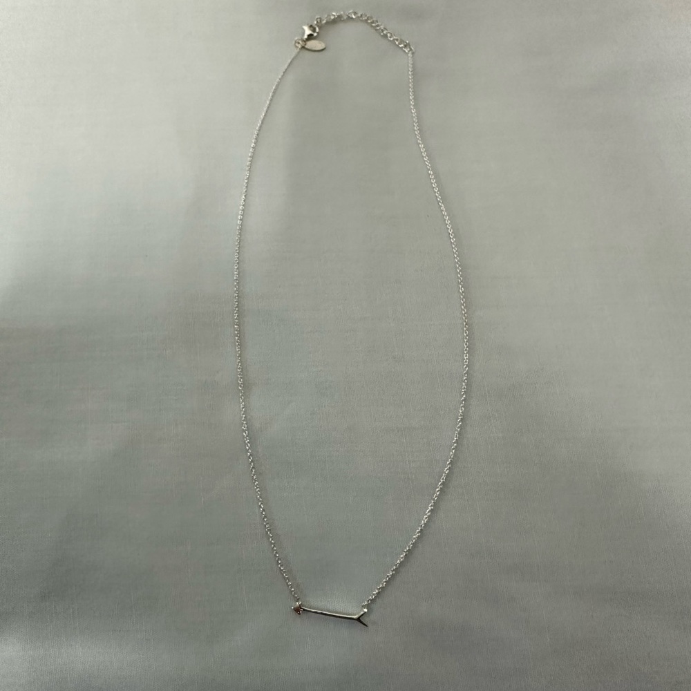 Silver Sideways Arrow Necklace